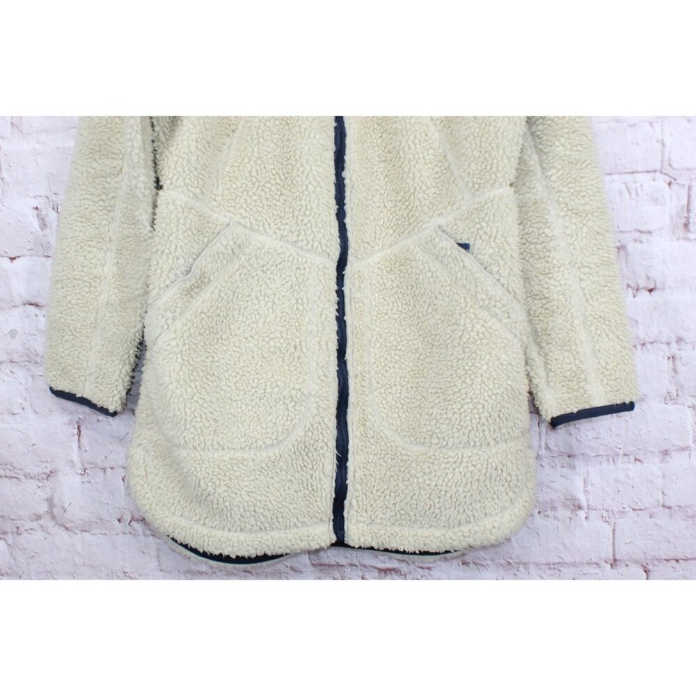 LL Bean Mountain Pile Fleece Coat Full Zip Natural Size S - Picture 3 of 9